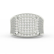 5Ct Round Cut Moissanite Menâs Cluster Ring 14K White Gold Plated